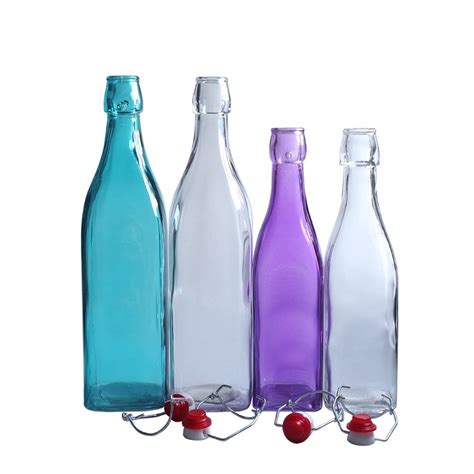 2505001000ml Square Colored Swing Top Glass Drinking Bottle High