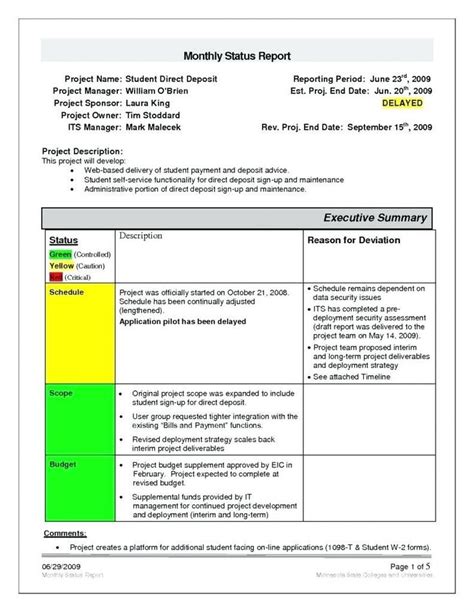 Project Report Template Engineering Word Excel Performance Progress In