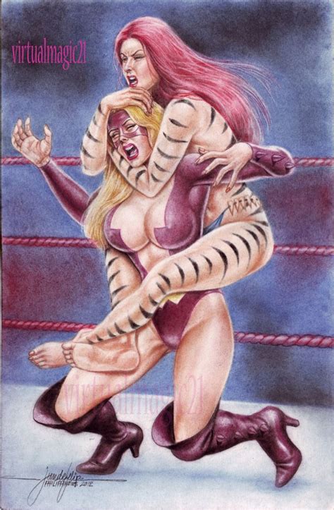 Tigra Sleeper Hold On Titania Superhero Catfights Female Wrestling Combat Luscious Hentai