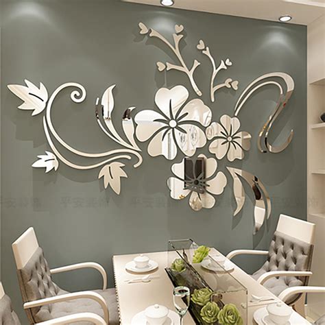 Exquisite Flower 3d Mirror Wall Sticker Removable Decal