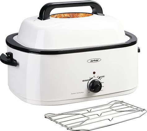 22 quart electric turkey roaster oven stainless steel roaster oven self basting lid removable
