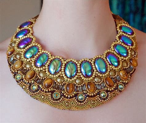 Items Similar To Cleo Necklace Bib Necklace Collar Beaded Egyptian