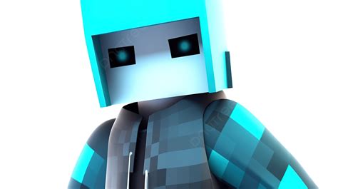 Blue Minecraft Character Sitting In The Foreground Background Picture