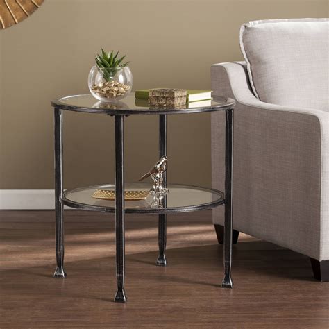 Jumpluff Metalglass Round End Table Black