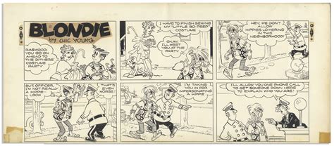 Lot Detail Chic Young Hand Drawn Blondie Sunday Comic Strip From