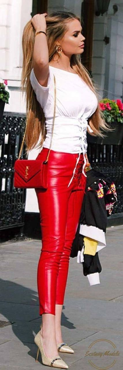 CHIC RED LEATHER PANTS Red Leather Pants Leather Pants Women