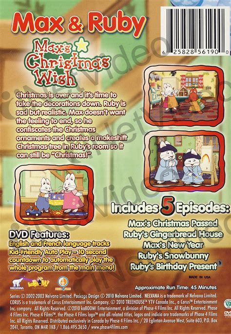 Max And Ruby Maxs Christmas Wish On Dvd Movie