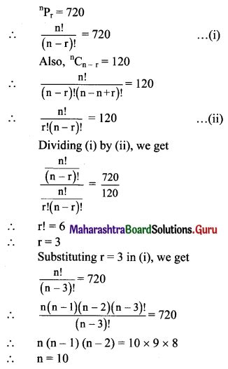 Maharashtra Board 11th Maths Solutions Chapter 3 Permutations And