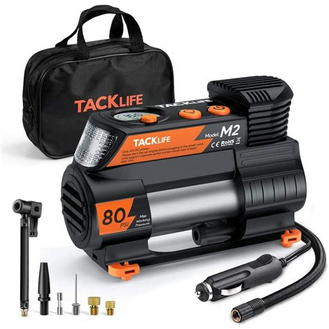 tacklife portable air compressor 12v dc digital auto tire inflator orange m2