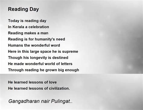 Reading Day Reading Day Poem By Gangadharan Nair Pulingat