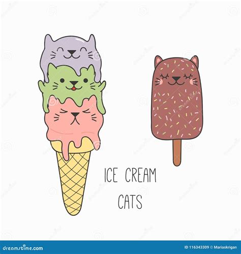 Cute Cat Ice Cream Stock Vector Illustration Of Food 116343309