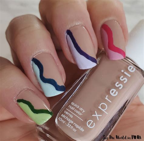 Manicure Monday Negative Space Squiggly Line French Mani See The