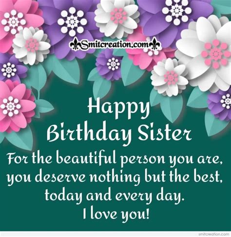 To My Beautiful Sister Happy Birthday Card