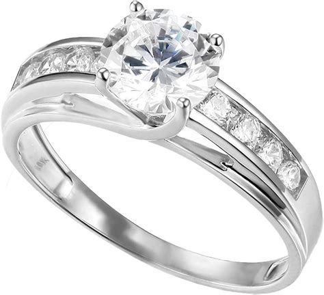 10k White Gold Solid Wedding Engagement Ring Rings For Women Gold