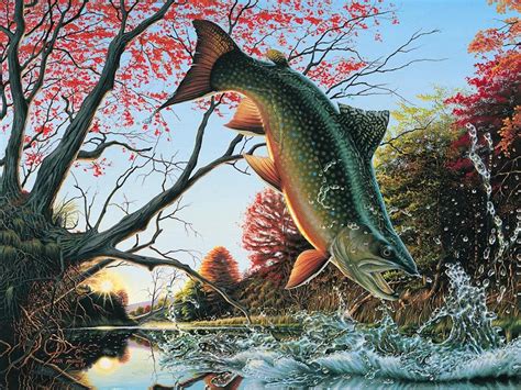 Brook Trout Painting By Mark Mueller Trout Painting Aquatic Art Trout