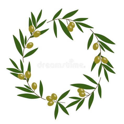 Green Olive Wreath With Green Leaves Illustration Vector Stock Vector