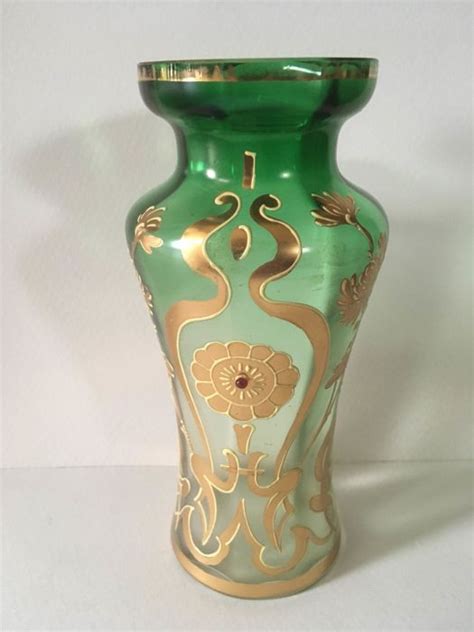 Josephinenhütte Jugendstil Glass Vase With Enamel And Catawiki