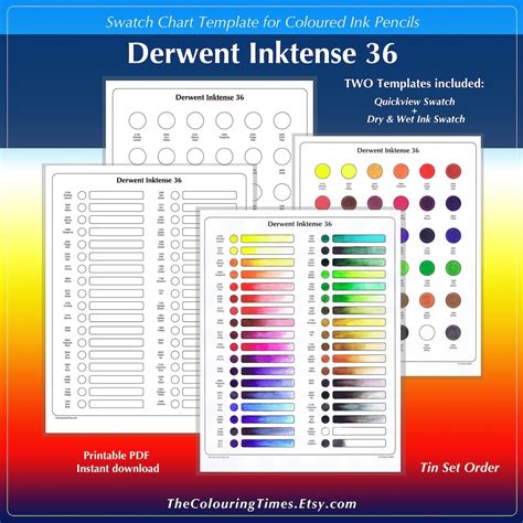 Derwent Inktense Swatch Chart Template Printable Pdf For Ink