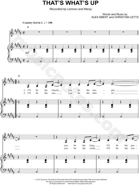 Lennon And Maisy Thats Whats Up Sheet Music In B Major Transposable