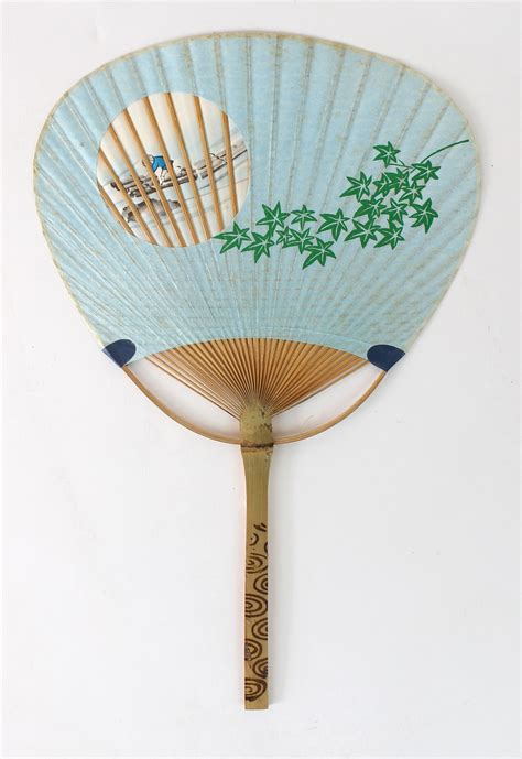 Uchiwa Vintage Japanese Fan Paper And Bamboo Fan Japanese