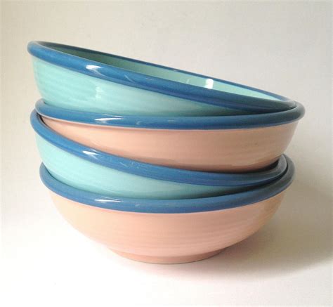 Vintage Rio Century Stoneware Cereal Bowls Set Of 4 Two Blue Etsy