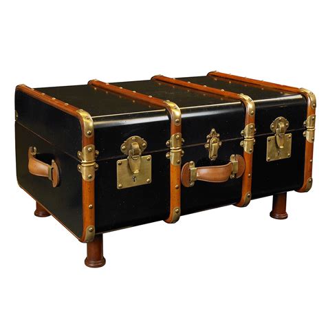 Southern enterprises drifton travel storage trunk cocktail table, antique black finish with dark bronze accents. Authentic Models MF040B Stateroom Trunk - Black | Coffee ...