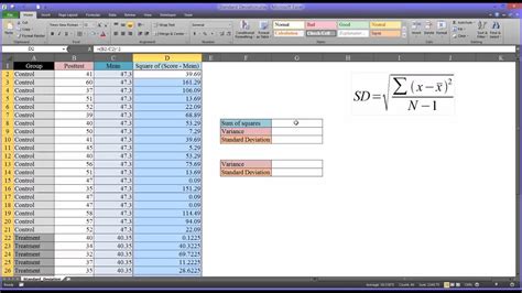 Calculating The Standard Deviation In Excel Youtube