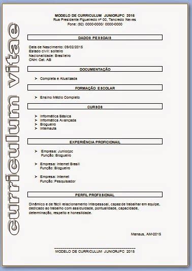 Curriculum Modelo 2 2015 Curriculo Prontos Currículo Simples