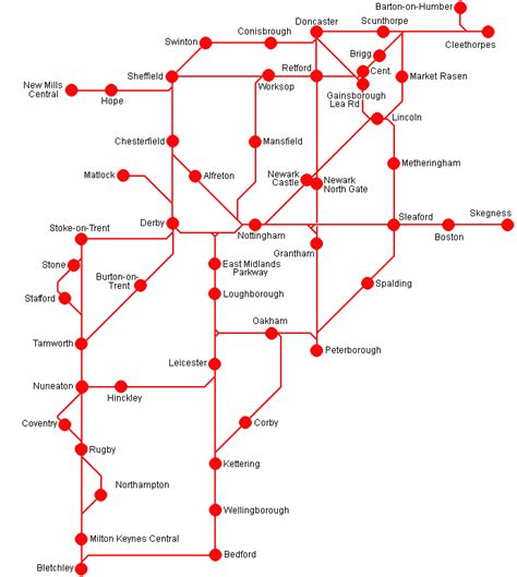 East Midlands Train Route Map