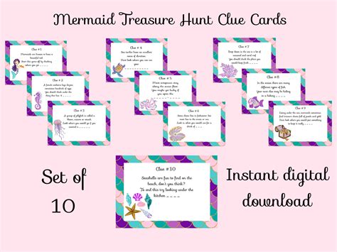 Mermaid Treasure Hunt Clue Cards Etsy