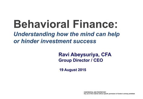 Understanding How The Mind Can Help Or Hinder Investment Success Ppt