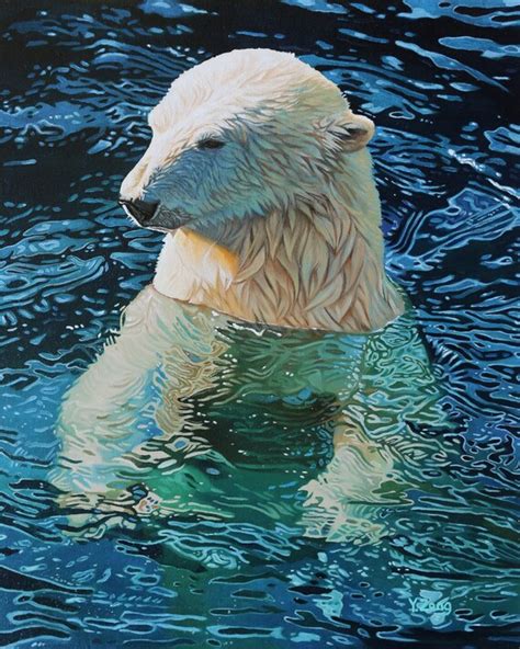 Original Artwork Oil Painting Floating Polar Bear Wildlife Etsy