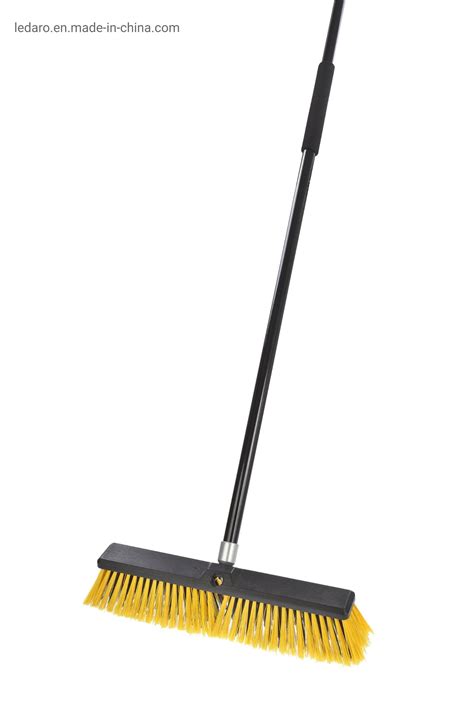 Push Broom With Durable Steel Long Handle Multi Surface Floor Scrub