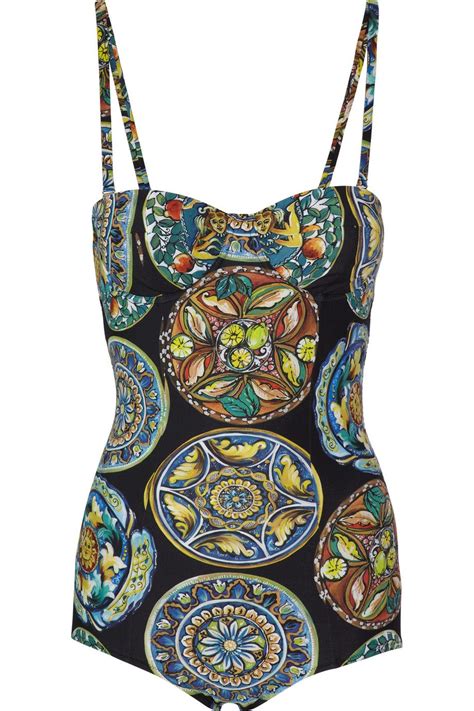 Dolce Gabbana Printed Underwired Swimsuit NET A PORTER COM