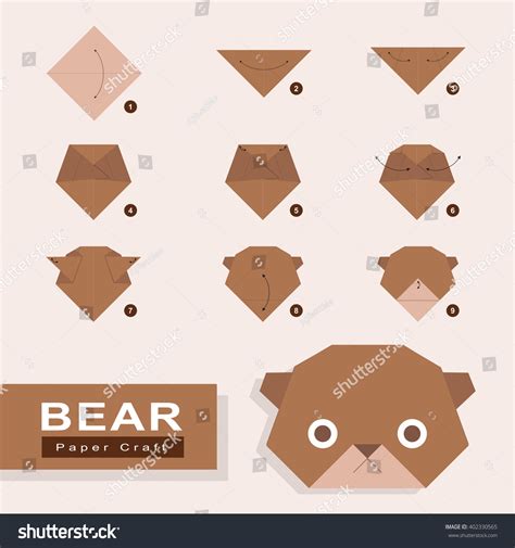 How Make Bear Origami Paper Stock Vector Royalty Free 402330565
