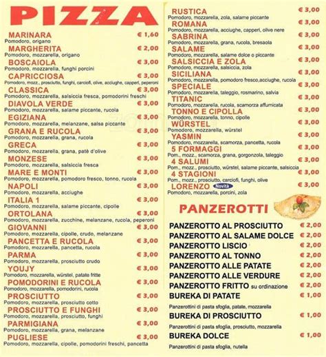 Pizzeria Italia A Milano Foto Del Menu Con Prezzi Zomato Italia