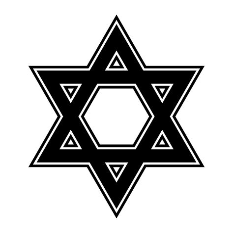 Joodse Davidster Zes Puntige Ster In Het Zwart Met Vector Pictogram In