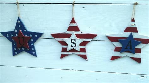 Handmade Patriotic Wood Star Set