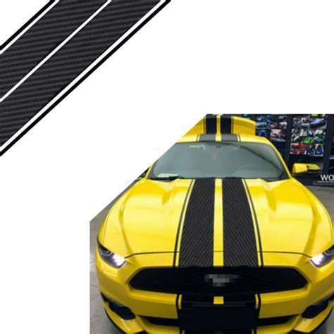 For Ford Mustang Black Rally Racing Stripes Hood Roof Trunk Decal