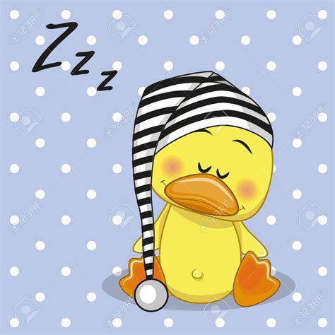Sleeping Duck In A Cap Stock Vector 38328814 Baby Animal Drawings