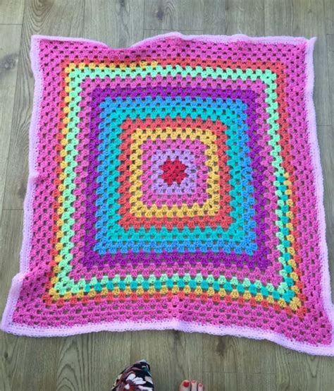 Giant Granny Square Crochet Baby Blanket Bakingqueen74