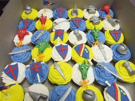 Medieval Cupcakes Blue And Gold Owl Birthday Dragon Birthday Dragon