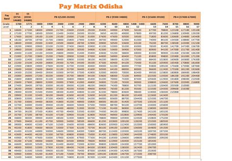 Pay Matrix Table Pdf Odisha Kulturaupice