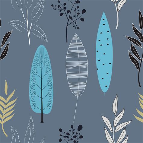 Gray tone hand drawn leaves seamless pattern 1228275 Vector Art at Vecteezy