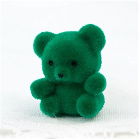 Miniature Green Flocked Teddy Bears Confetti Table Scatters Party