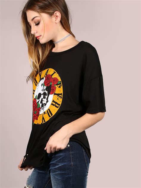 Shop over 300 top vintage oversized tee women and earn cash back all in one place. Oversized Burn Out Royalty Graphic Tee BLACK -SheIn(Sheinside)