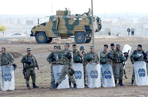 Syrian Kurds Protesting Against Isil Clash With Turkish Military Police
