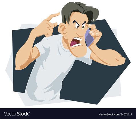 Angry Man Yelling On Phone Male In Rage Royalty Free Vector