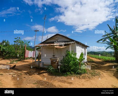 Vista Típica De Pequeña Finca Rural Casa En Cuba Occidental Cerca De