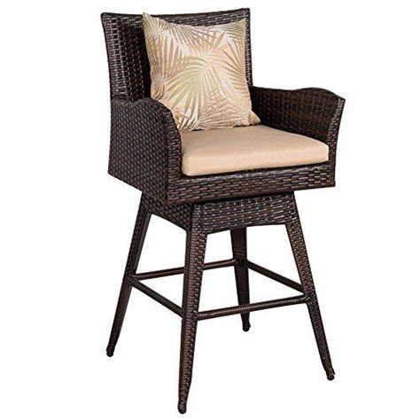 Sundale Outdoor 2 Pcs Brown Wicker Counter Height Bar Stool With